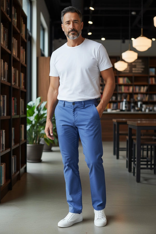 Meyer Chicago Micro Fantasy Blue Chinos