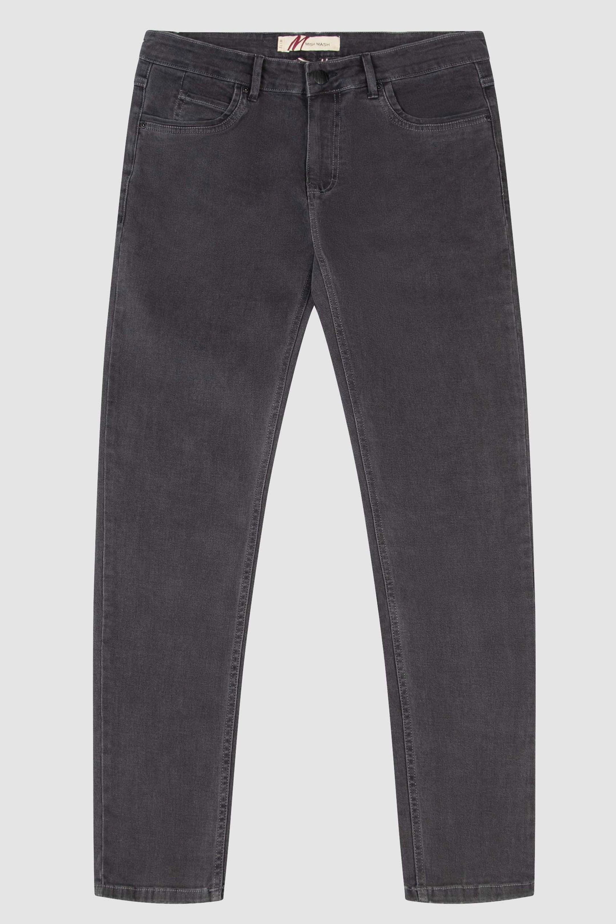 Mish Mash Tapered Fit Mid Stretch Brushed Denim Hawker Dark Grey Jeans