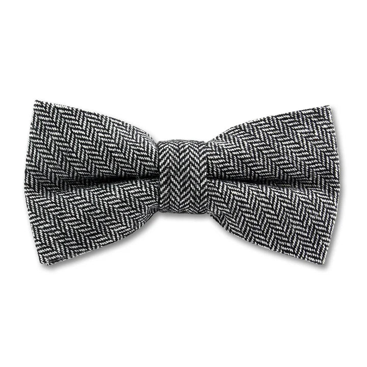Light Grey Herringbone Woven Bow Tie