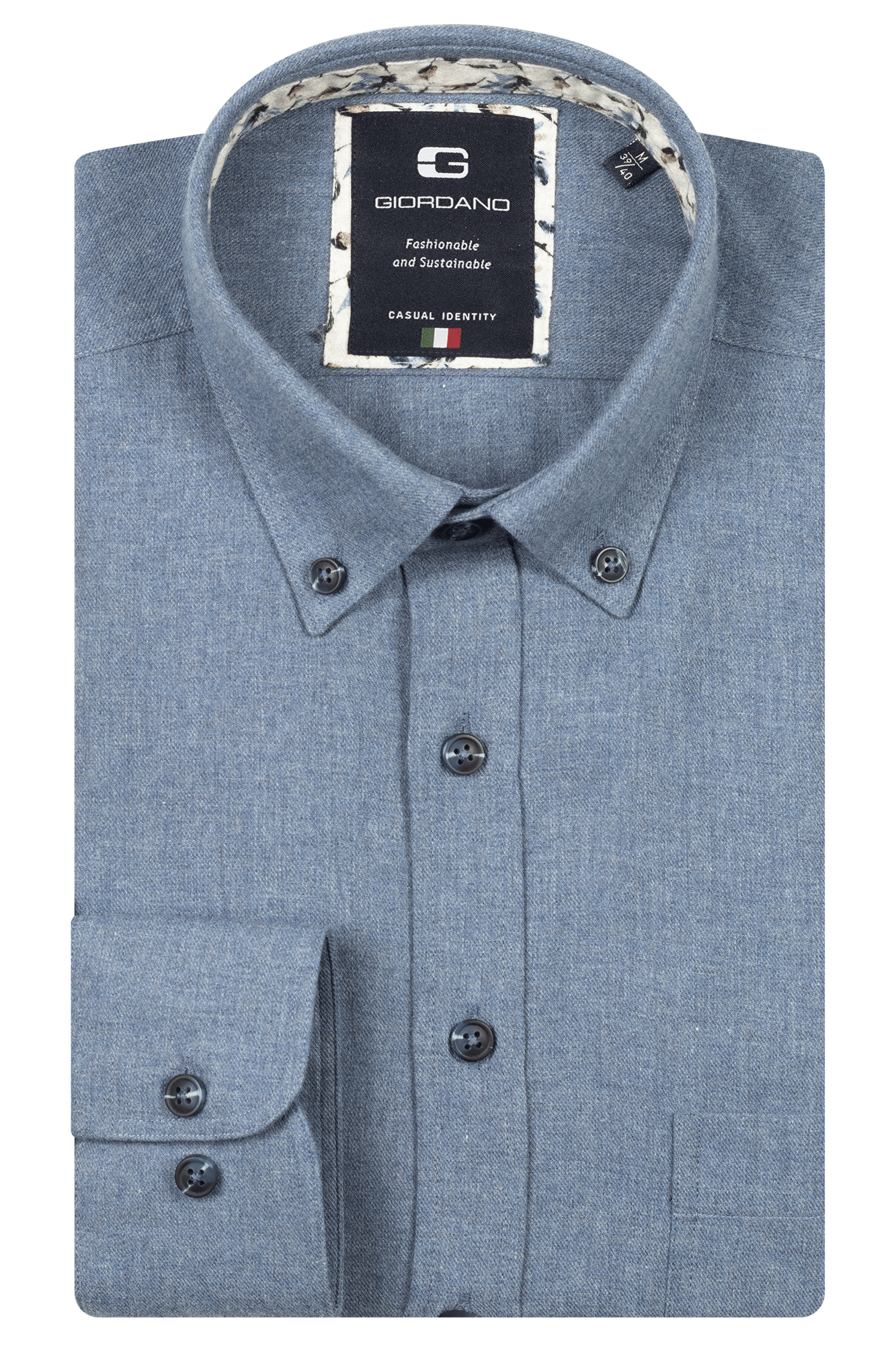 Giordano Faded Denim Wooltouch Flannel Shirt