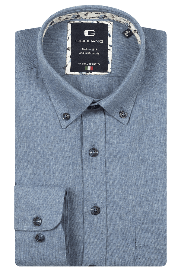 Giordano Faded Denim Wooltouch Flannel Shirt