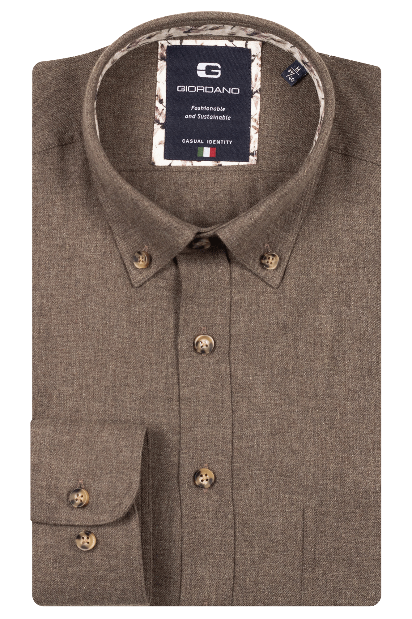 Giordano Dark Brown Wooltouch Flannel Shirt