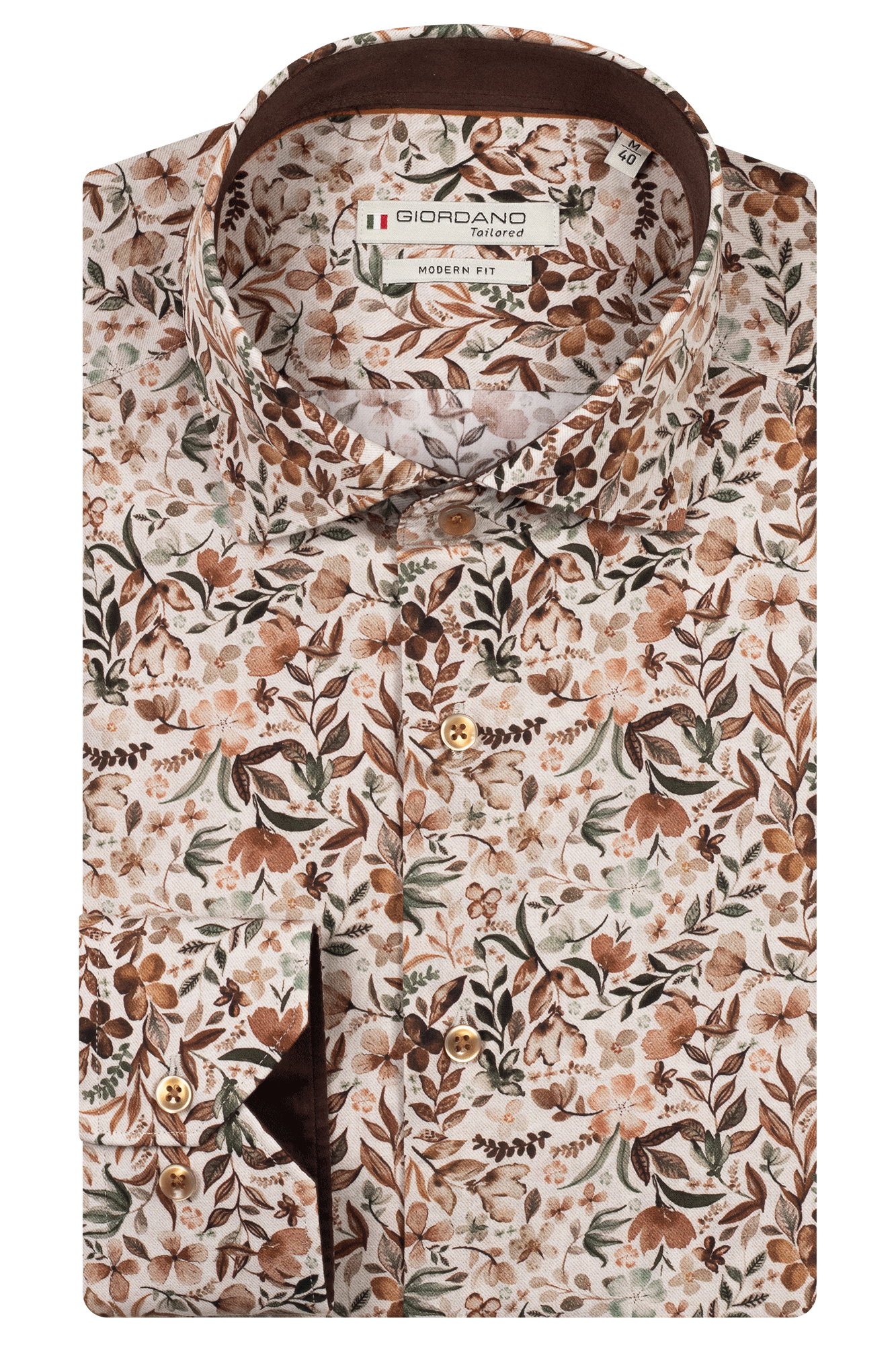 Giordano Autumn Brown Flower Print Shirt