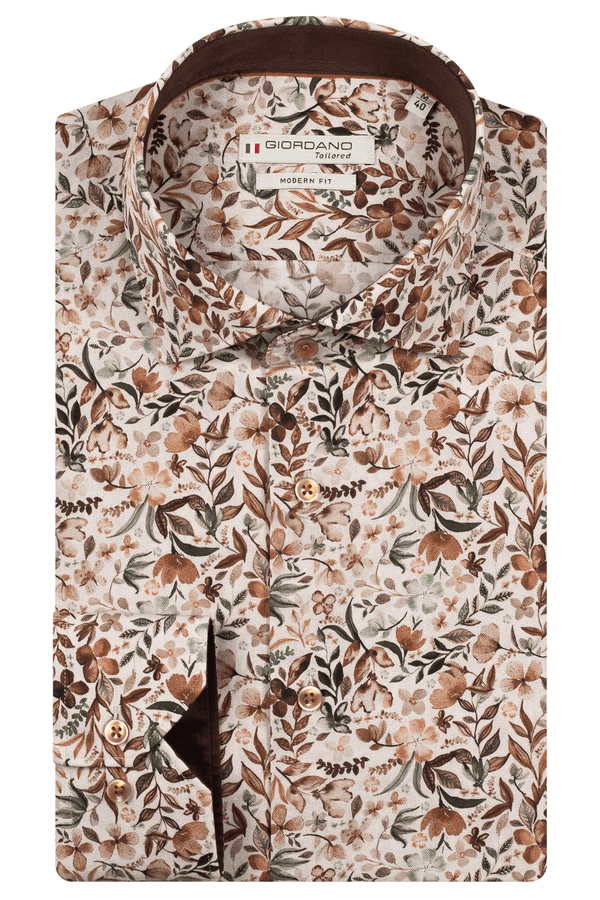 Giordano Autumn Brown Flower Print Shirt