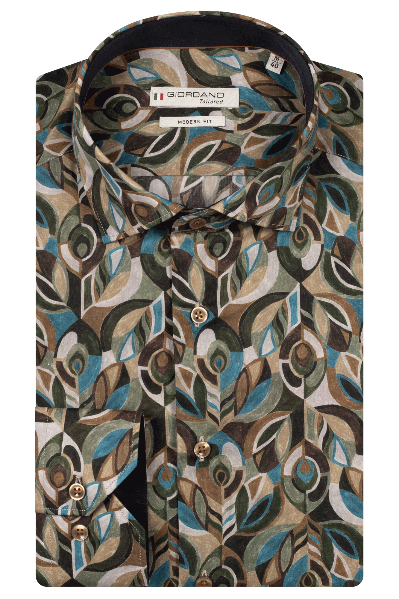Giordano Abstract Green Liberty Print Shirt