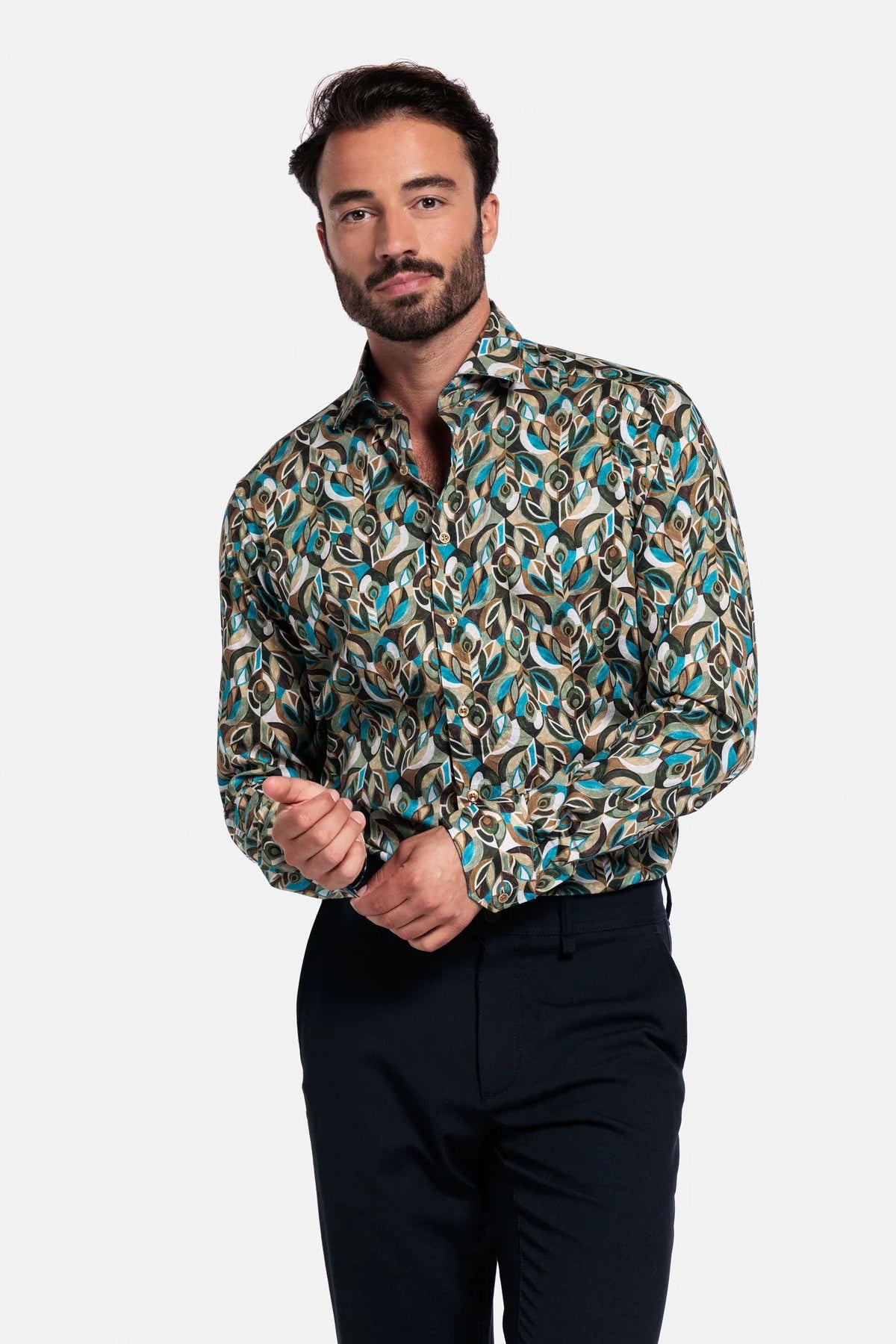 Giordano Abstract Green Liberty Print Shirt