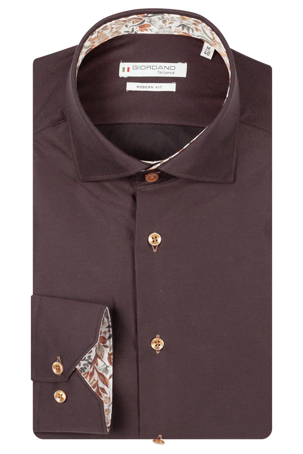 Giordano Brown Twill Cotton Shirt