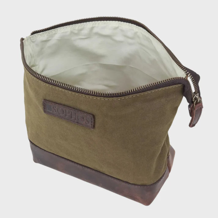 Waxed Canvas Triangle Olive Washbag