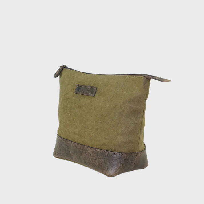 Waxed Canvas Triangle Olive Washbag