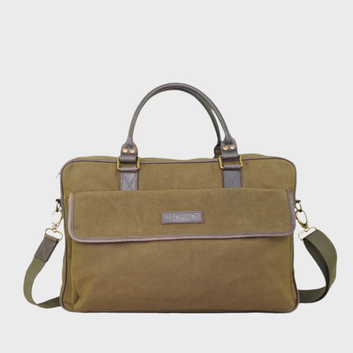 Waxed Canvas Olive Briefcase