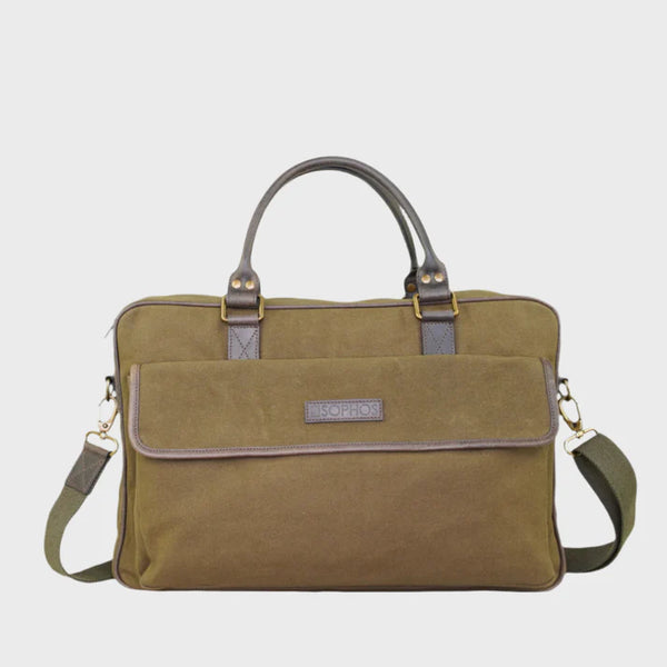 Waxed Canvas Olive Briefcase