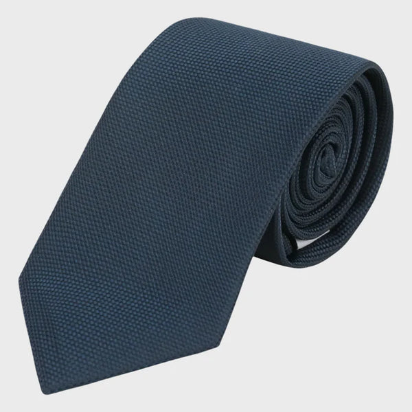 Plain Waffle Microfibre Navy Tie