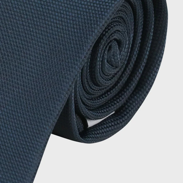 Plain Waffle Microfibre Navy Tie