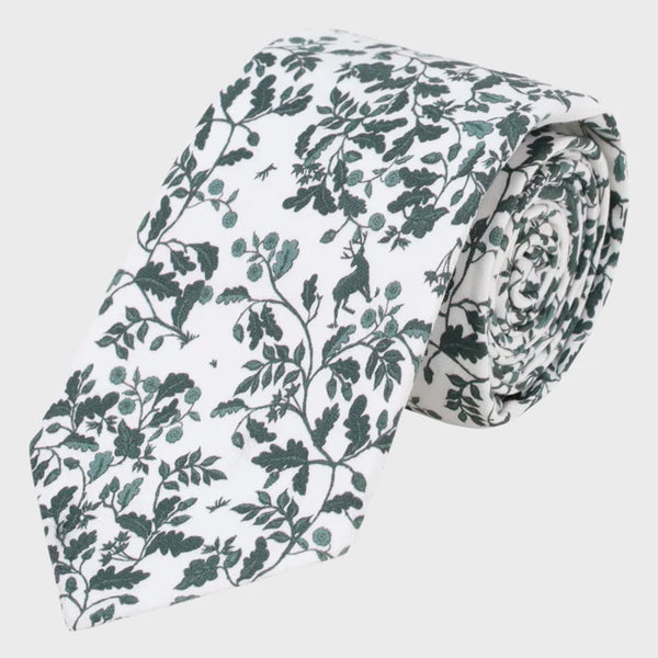 Heritage Print White and Sage Rutland Tie