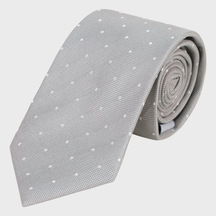 City Pin Spot Grey Silk Tie