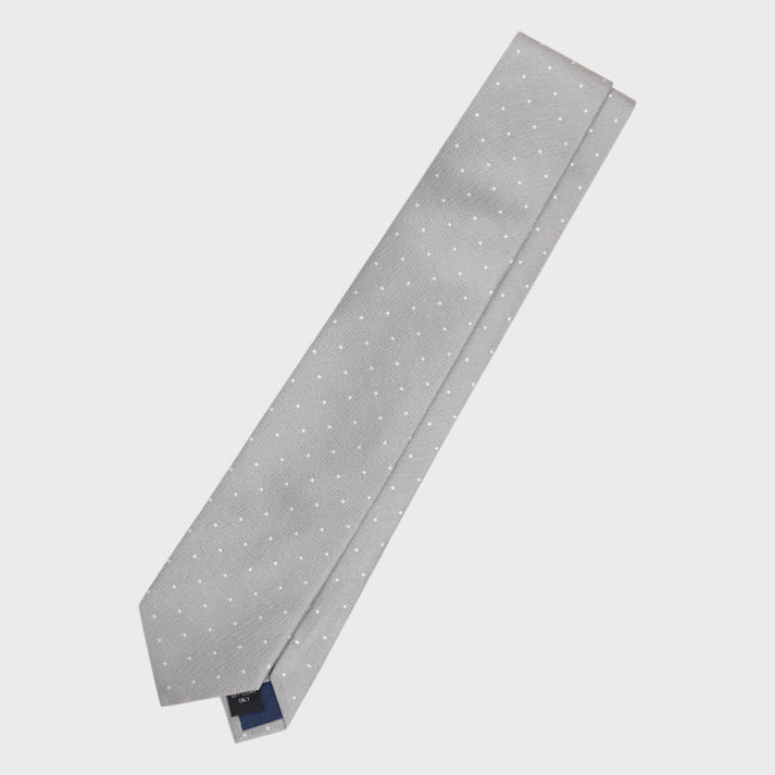 City Pin Spot Grey Silk Tie
