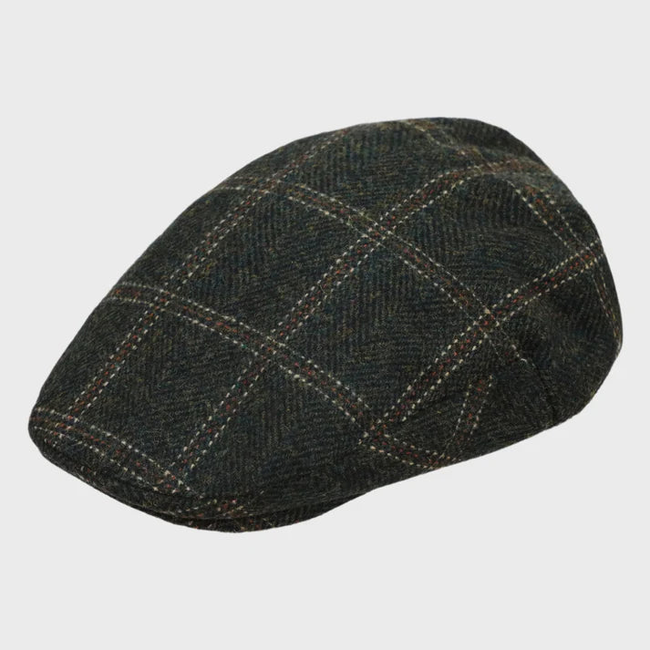 Vintage Check Brown Pony Style Flat Cap