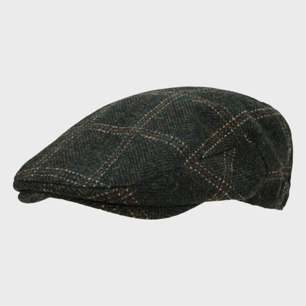 Vintage Check Brown Pony Style Flat Cap