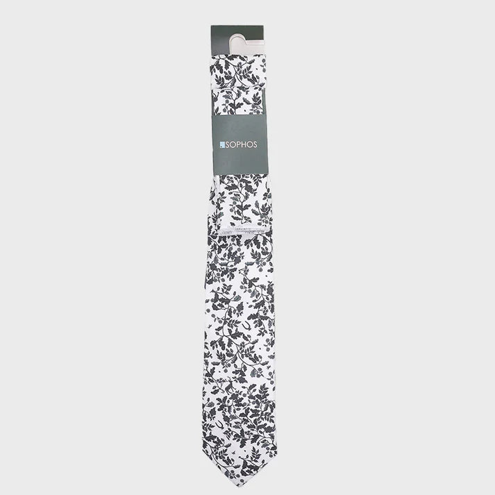 White Heritage Print Tie and Pocket Square Set
