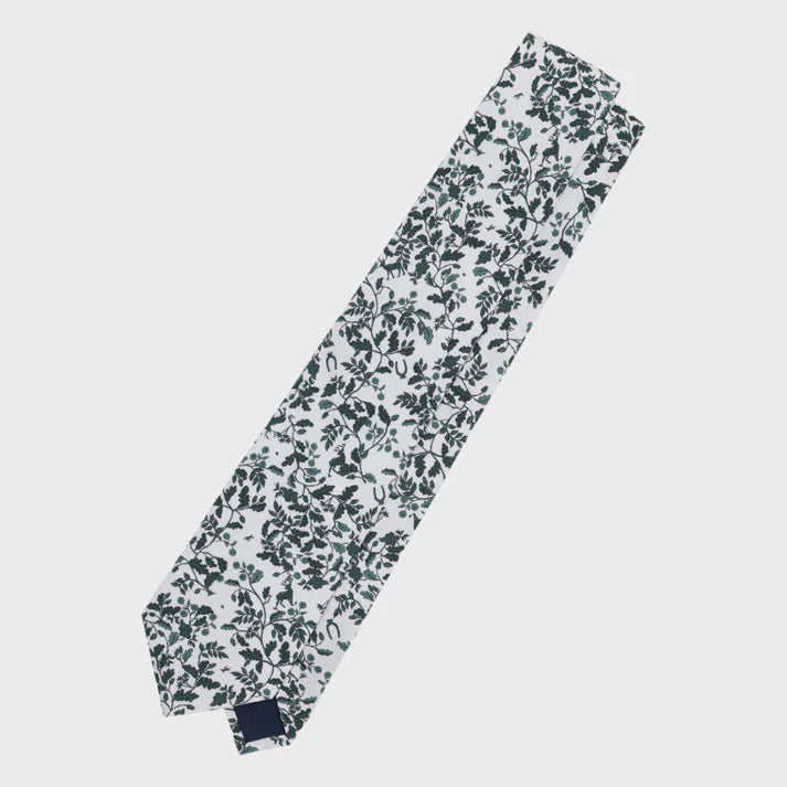 White Heritage Print Tie and Pocket Square Set