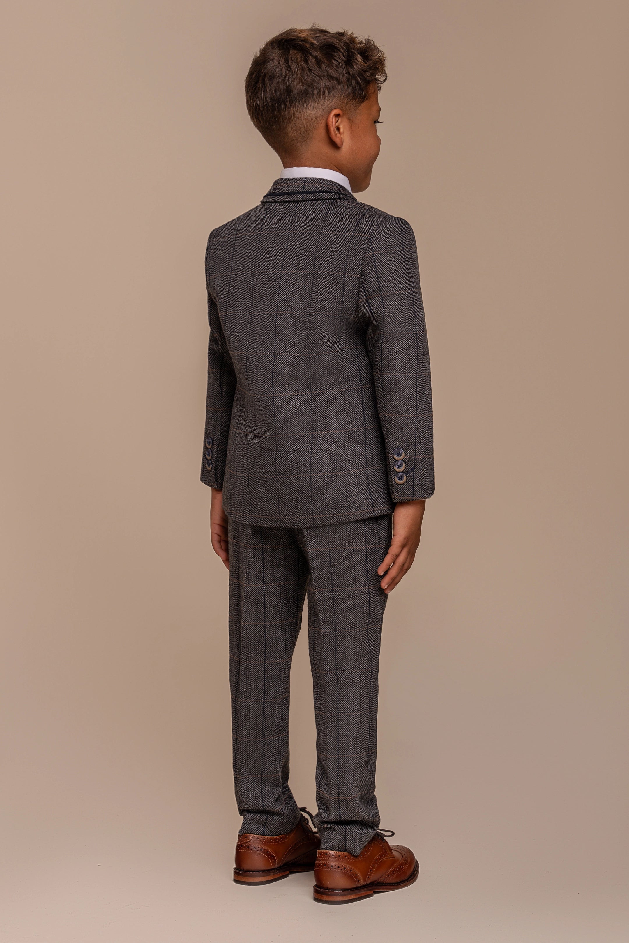 Boys Albert Grey Tweed Check Suit