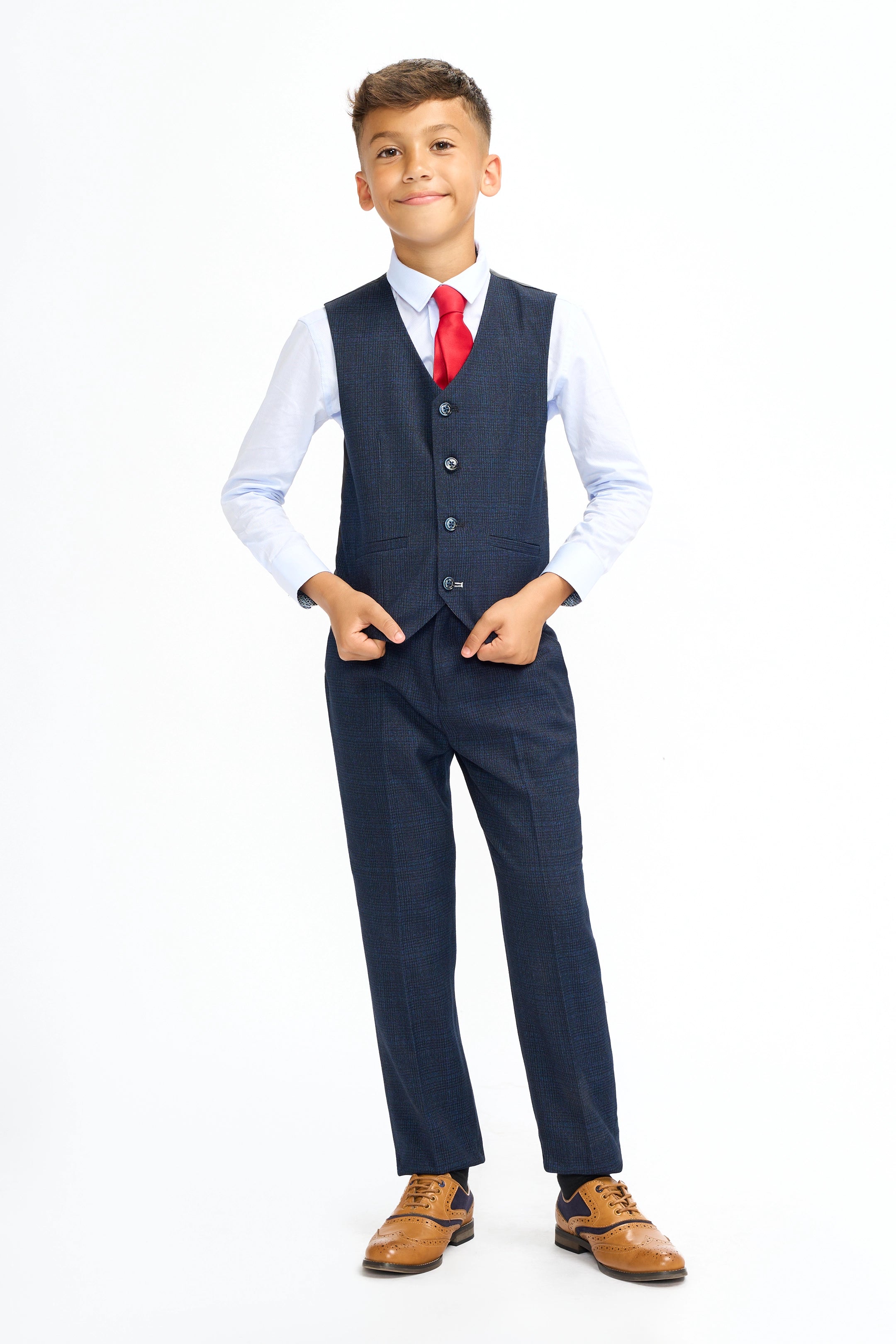 Boys Caridi Navy Three Piece Suit