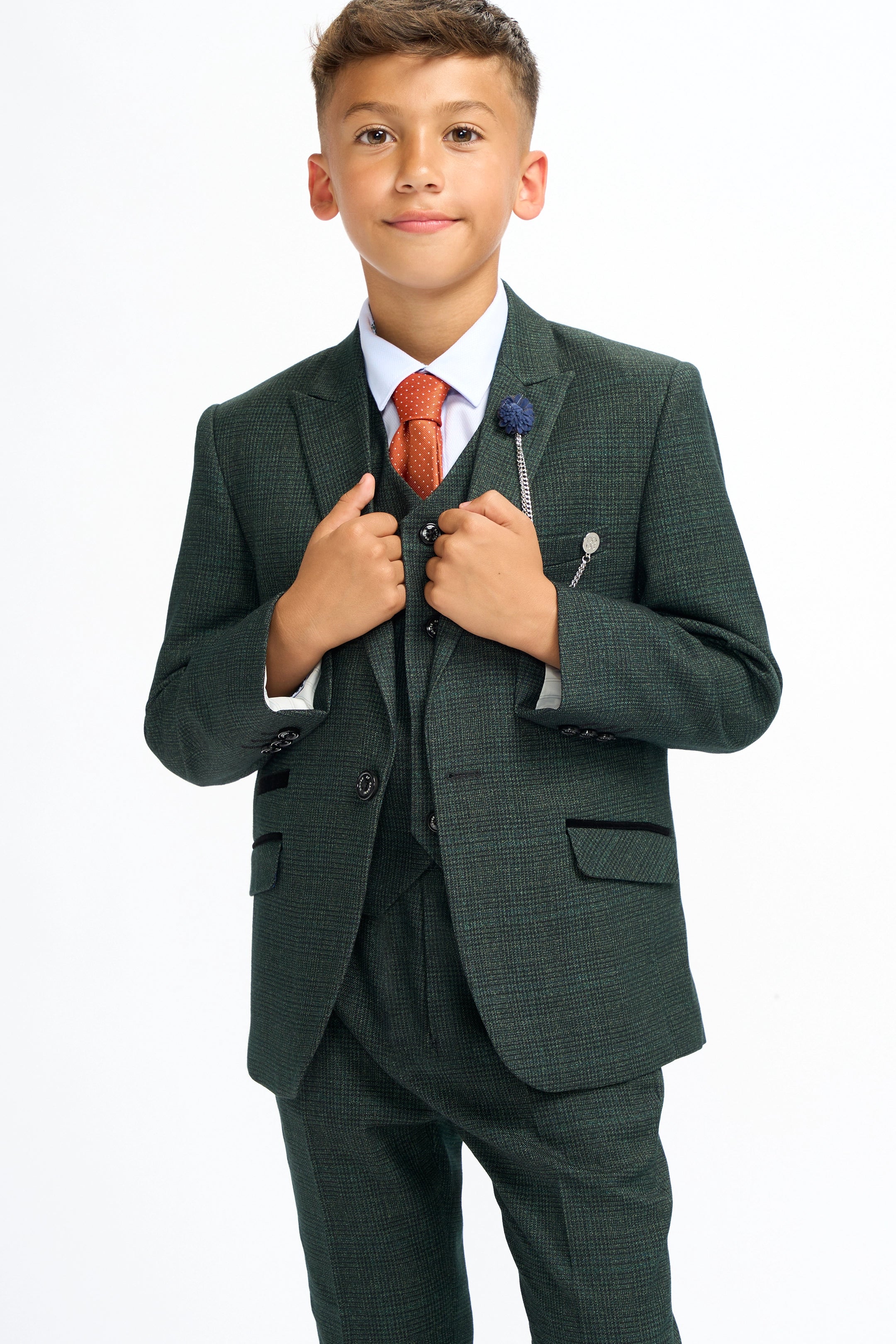 Boys Caridi Olive Three Piece Suit
