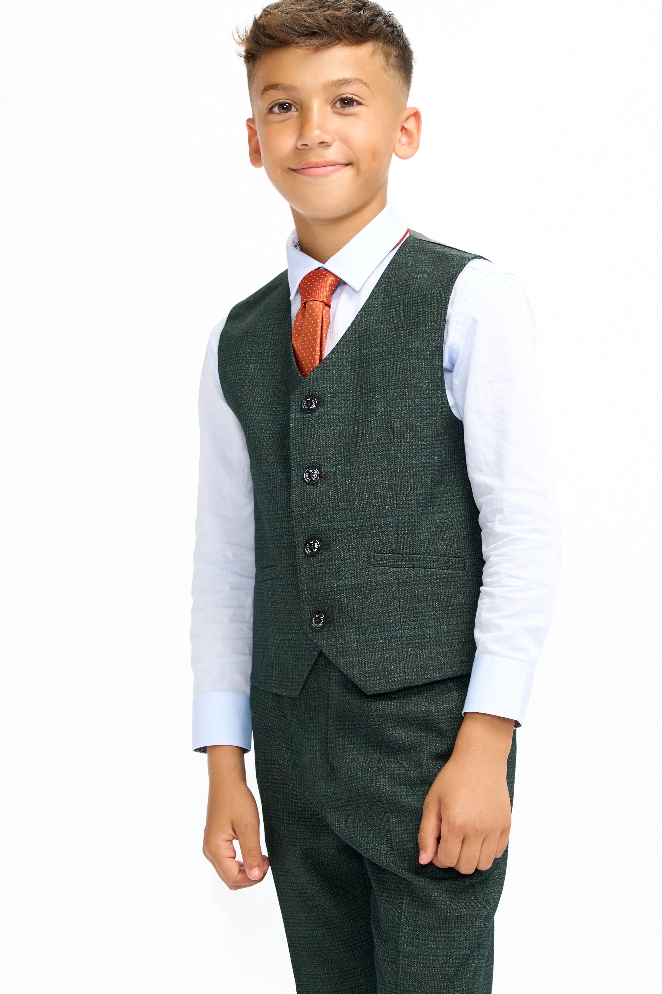 Boys Caridi Olive Three Piece Suit