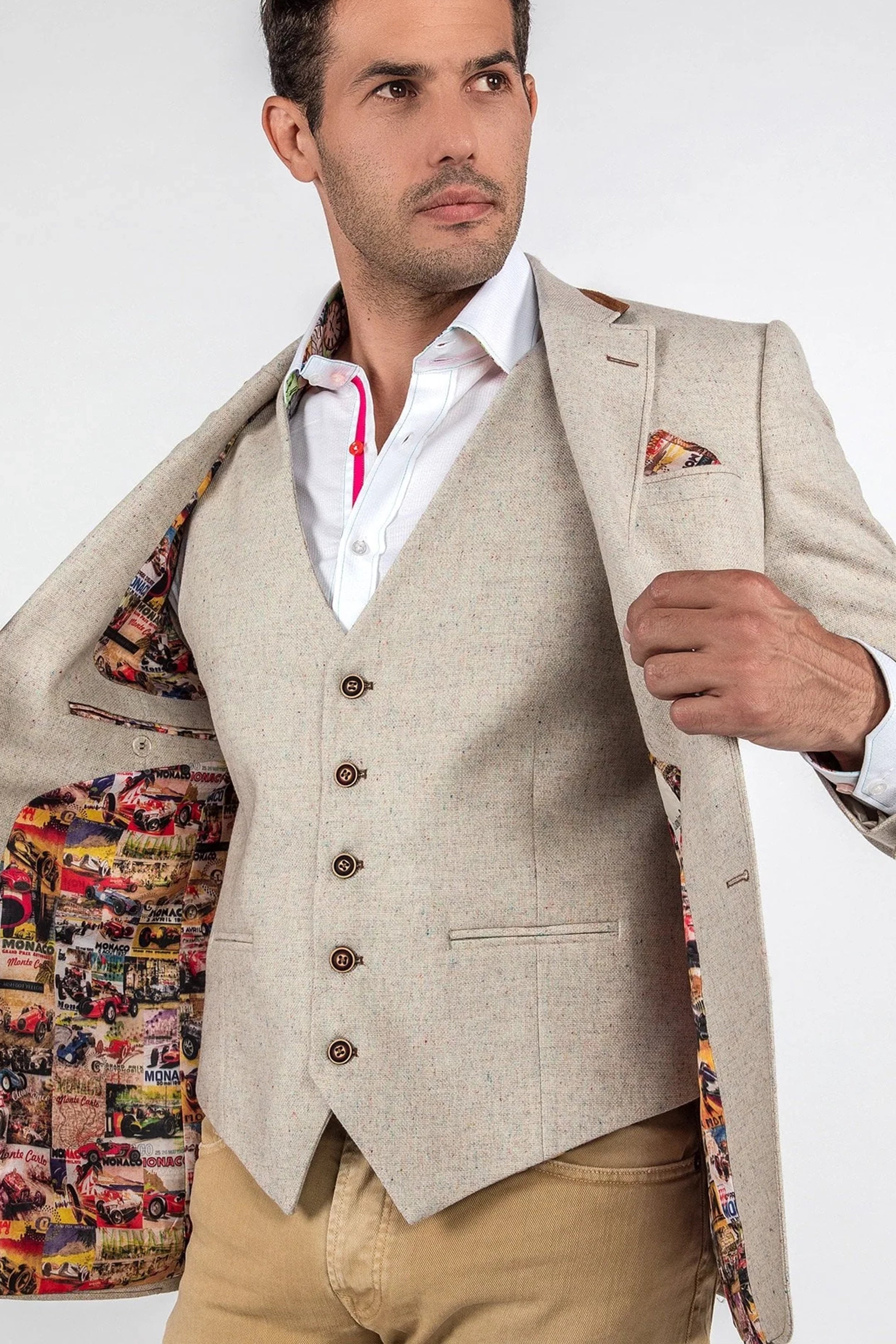 Claudio Lugli Tailored Beige Jacket with Waistcoat
