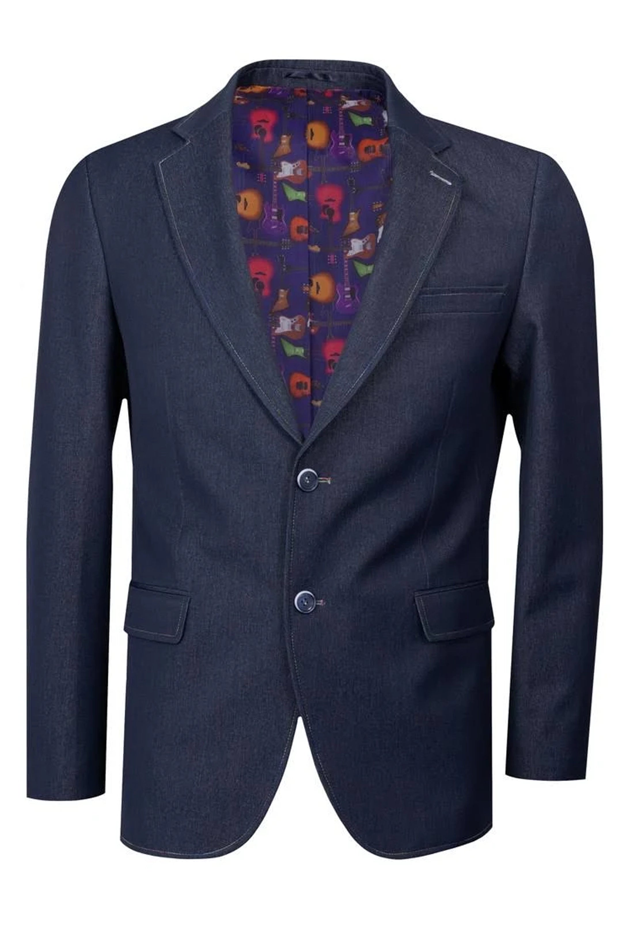Claudio Lugli Indigo Stretch Rainbow Stitch Jacket