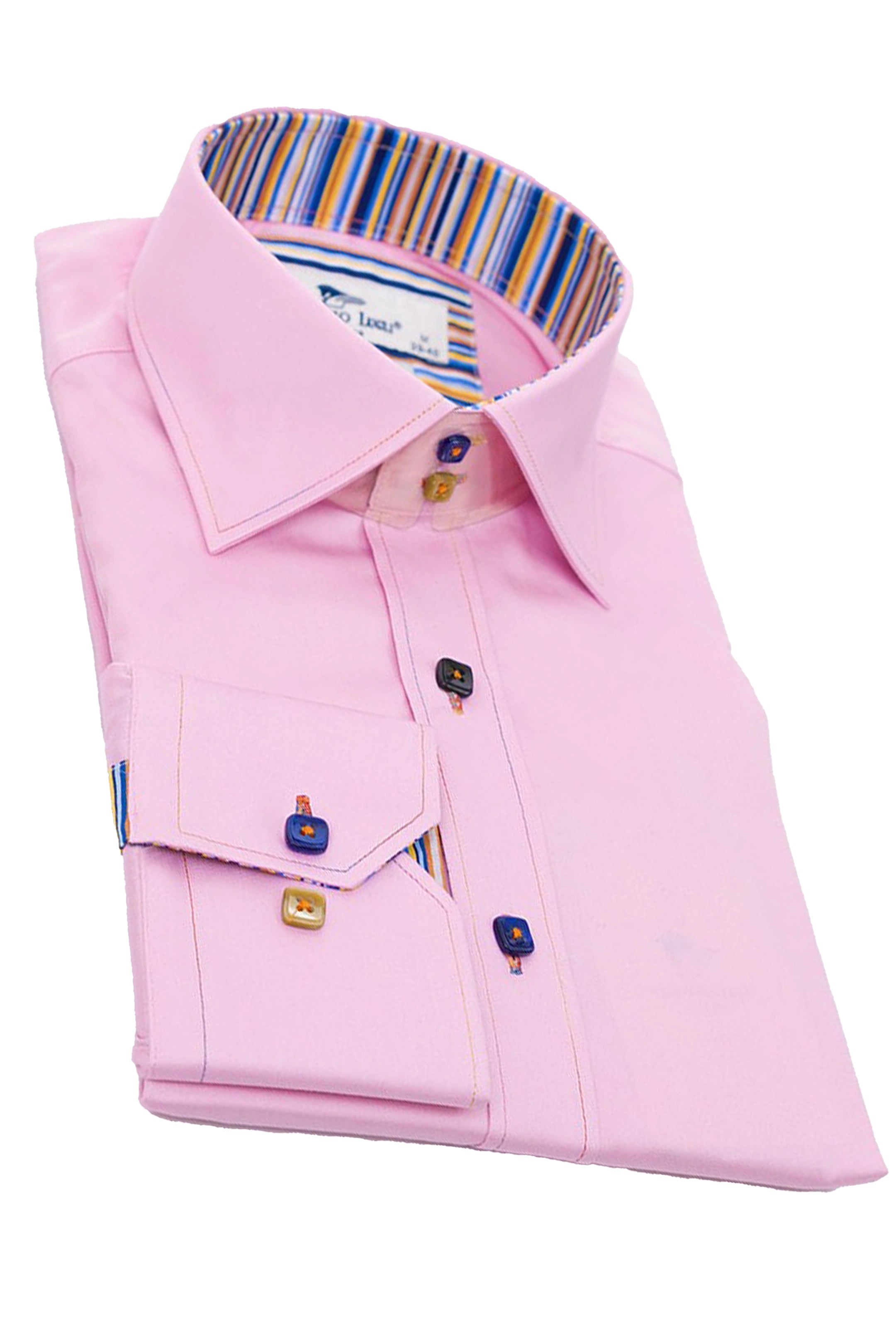 Claudio Lugli Pink Shirt with Striped Trim