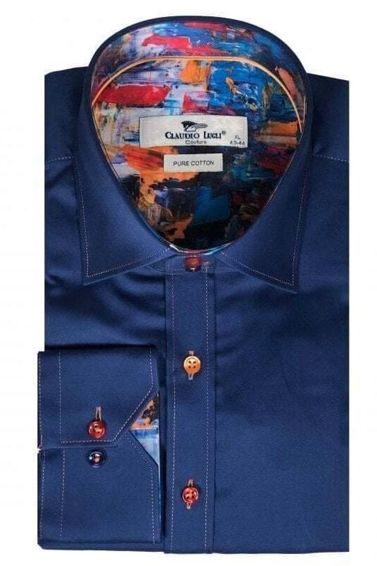 Claudio Lugli Plain Watercolour Trim Shirt