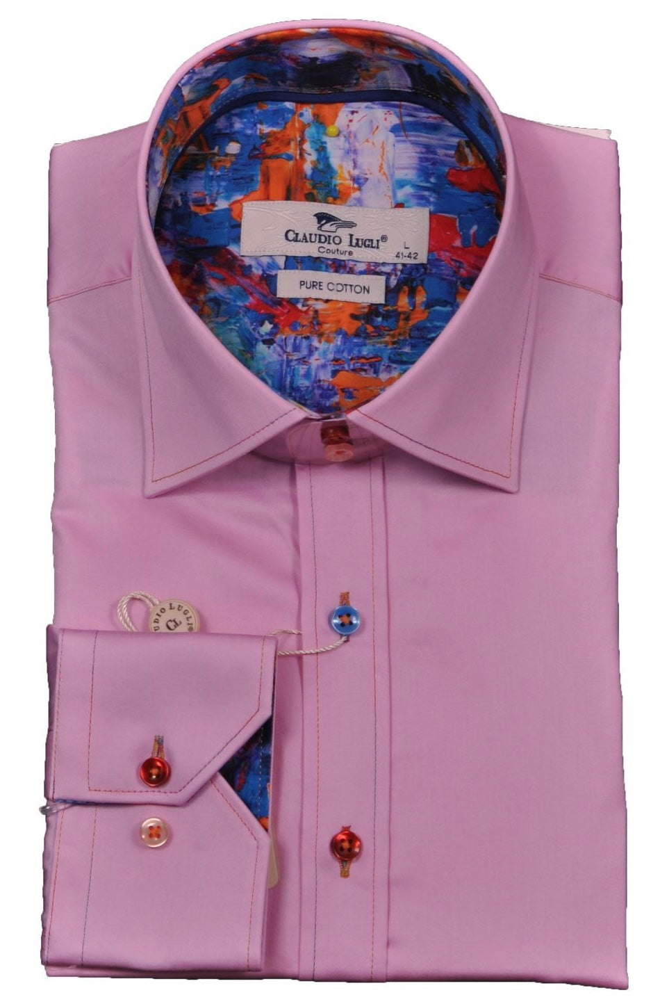 Claudio Lugli Plain Watercolour Trim Shirt
