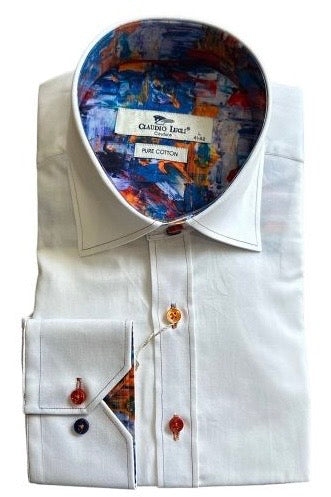 Claudio Lugli Plain Watercolour Trim Shirt