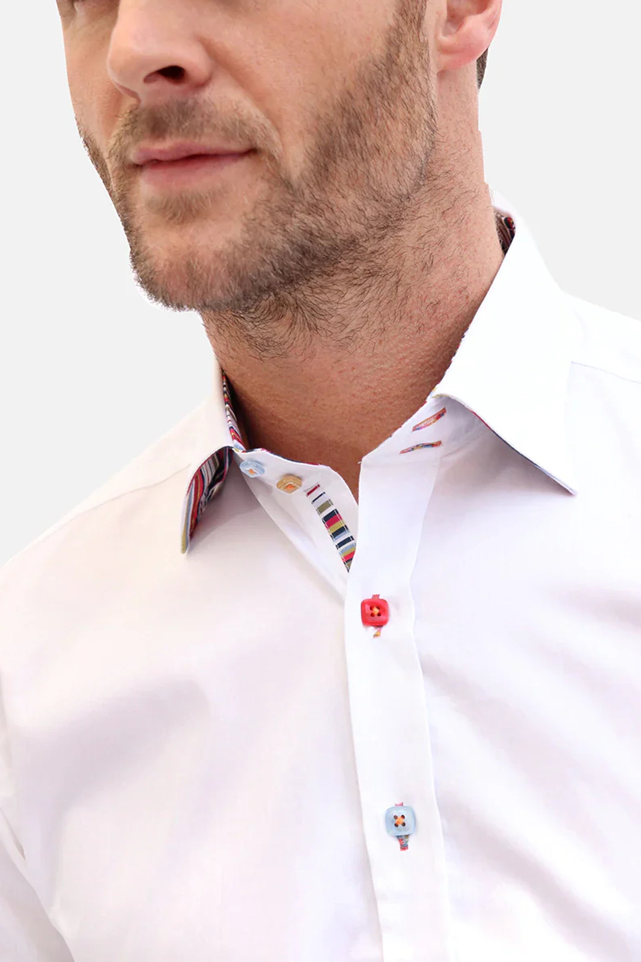Claudio Lugli Striped Trim White Shirt