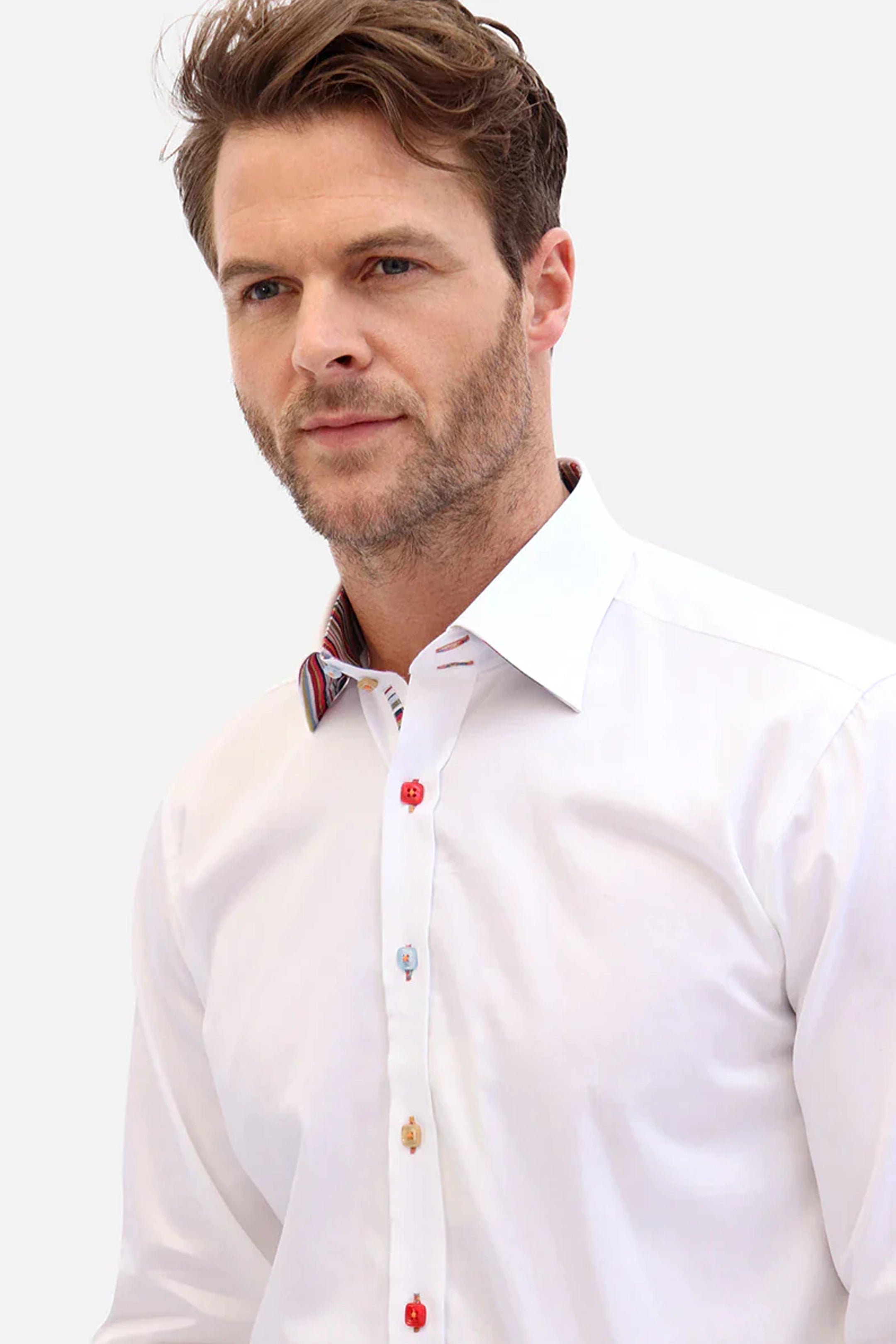 Claudio Lugli Striped Trim White Shirt