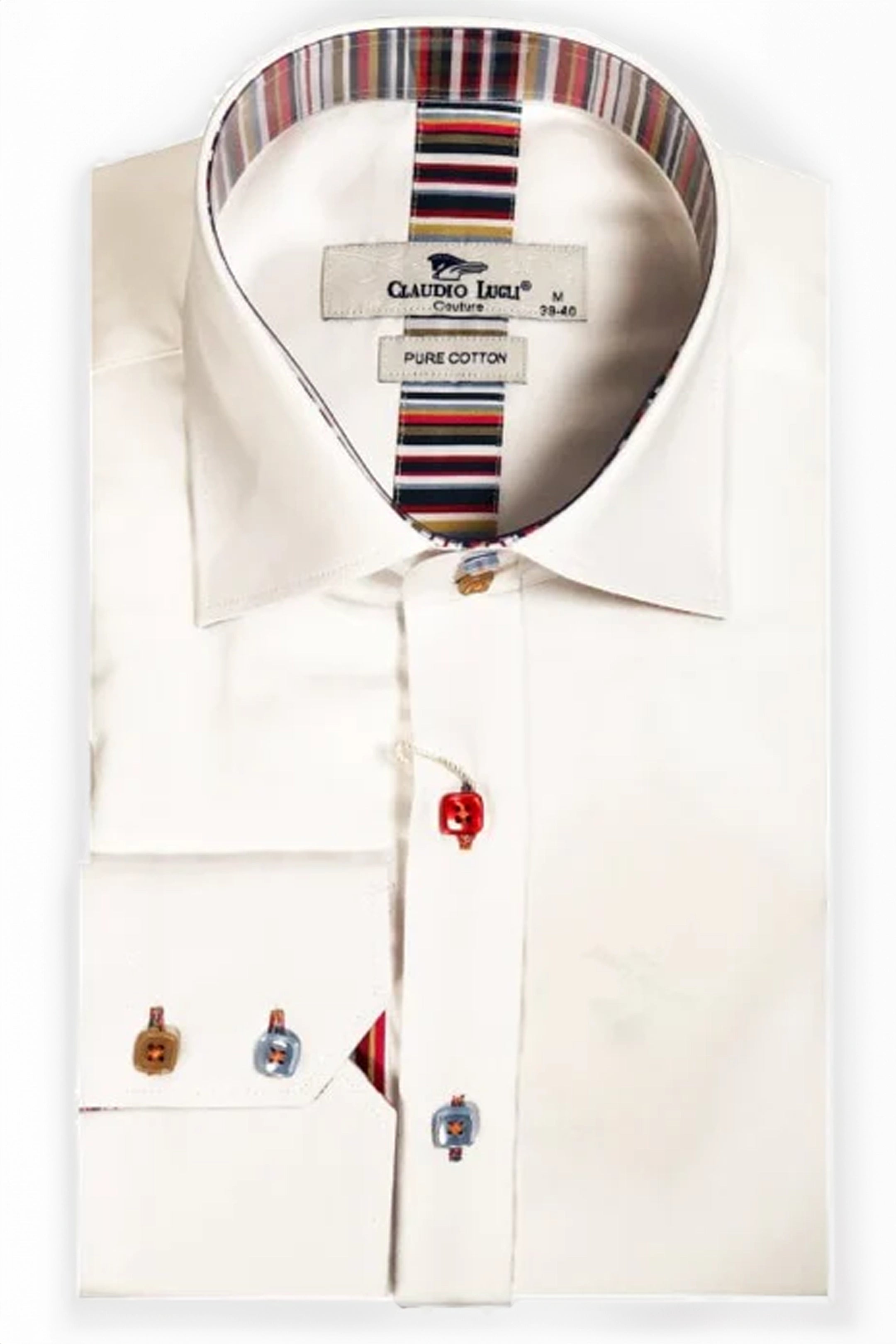 Claudio Lugli Striped Trim White Shirt
