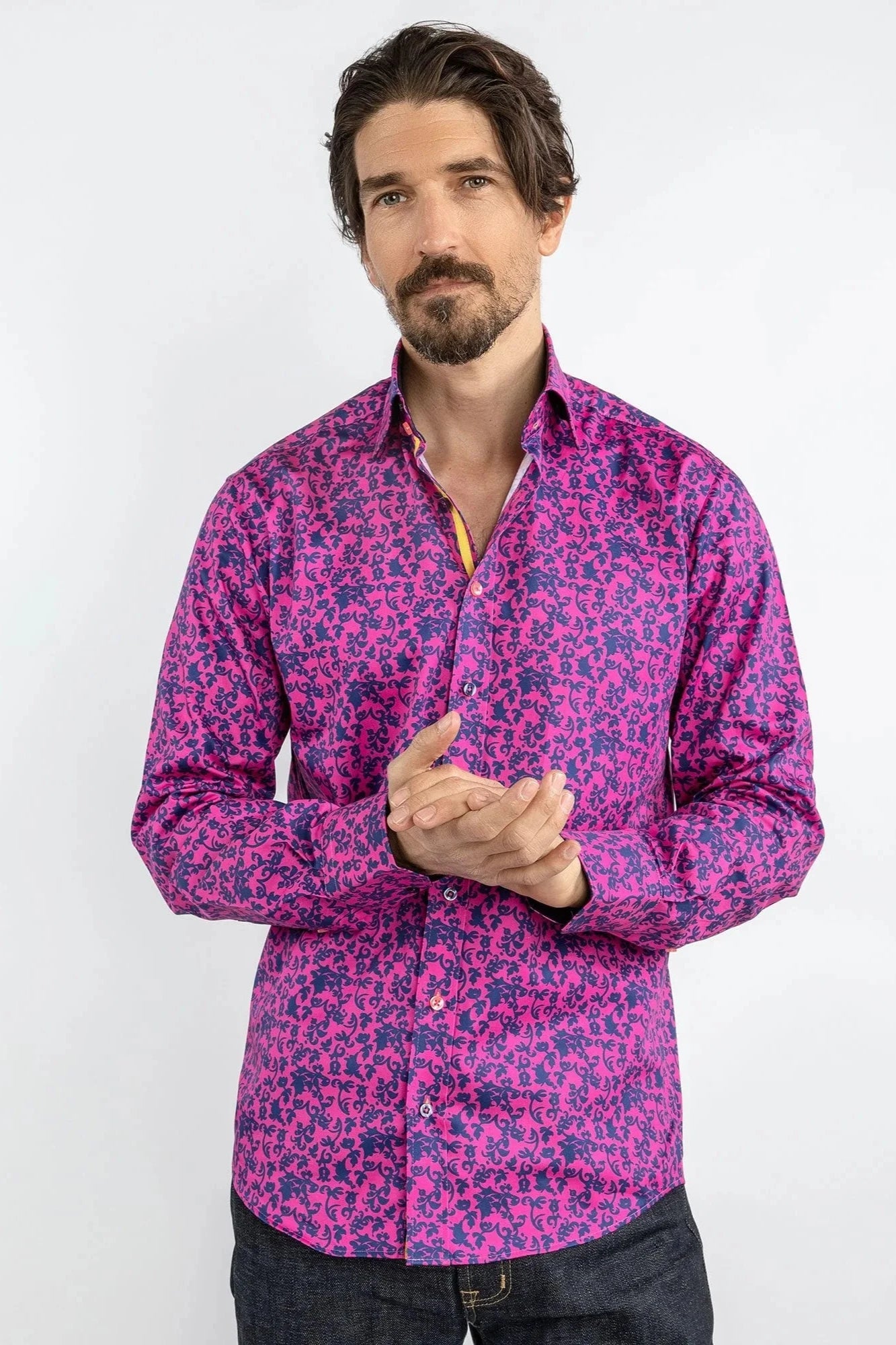 Claudio Lugli Fuchsia Floral Silhoutte Shirt