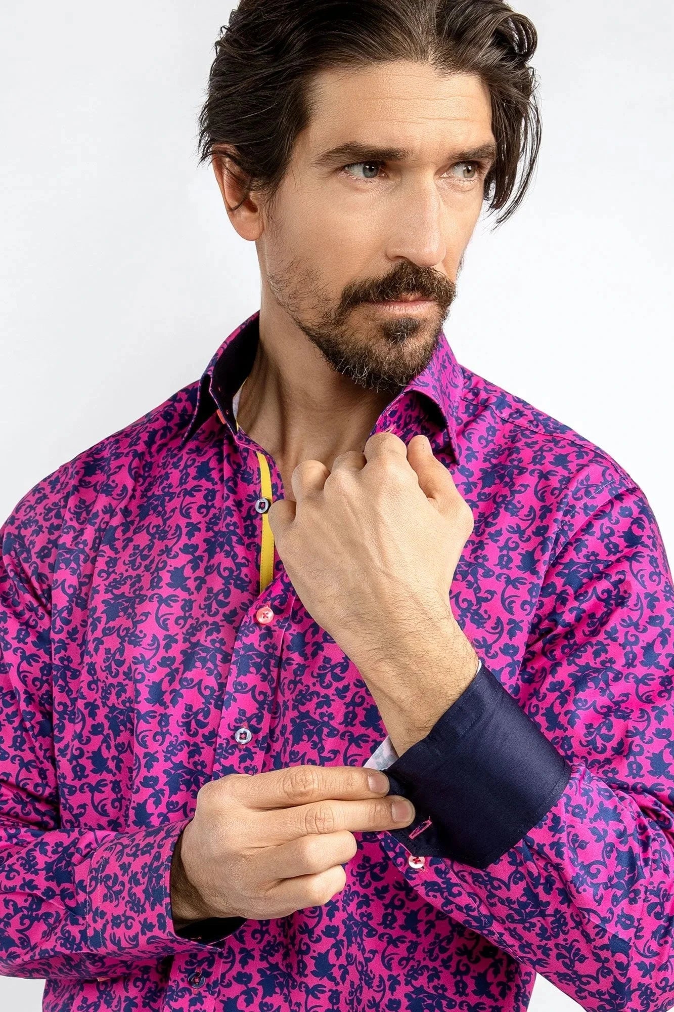 Claudio Lugli Fuchsia Floral Silhoutte Shirt