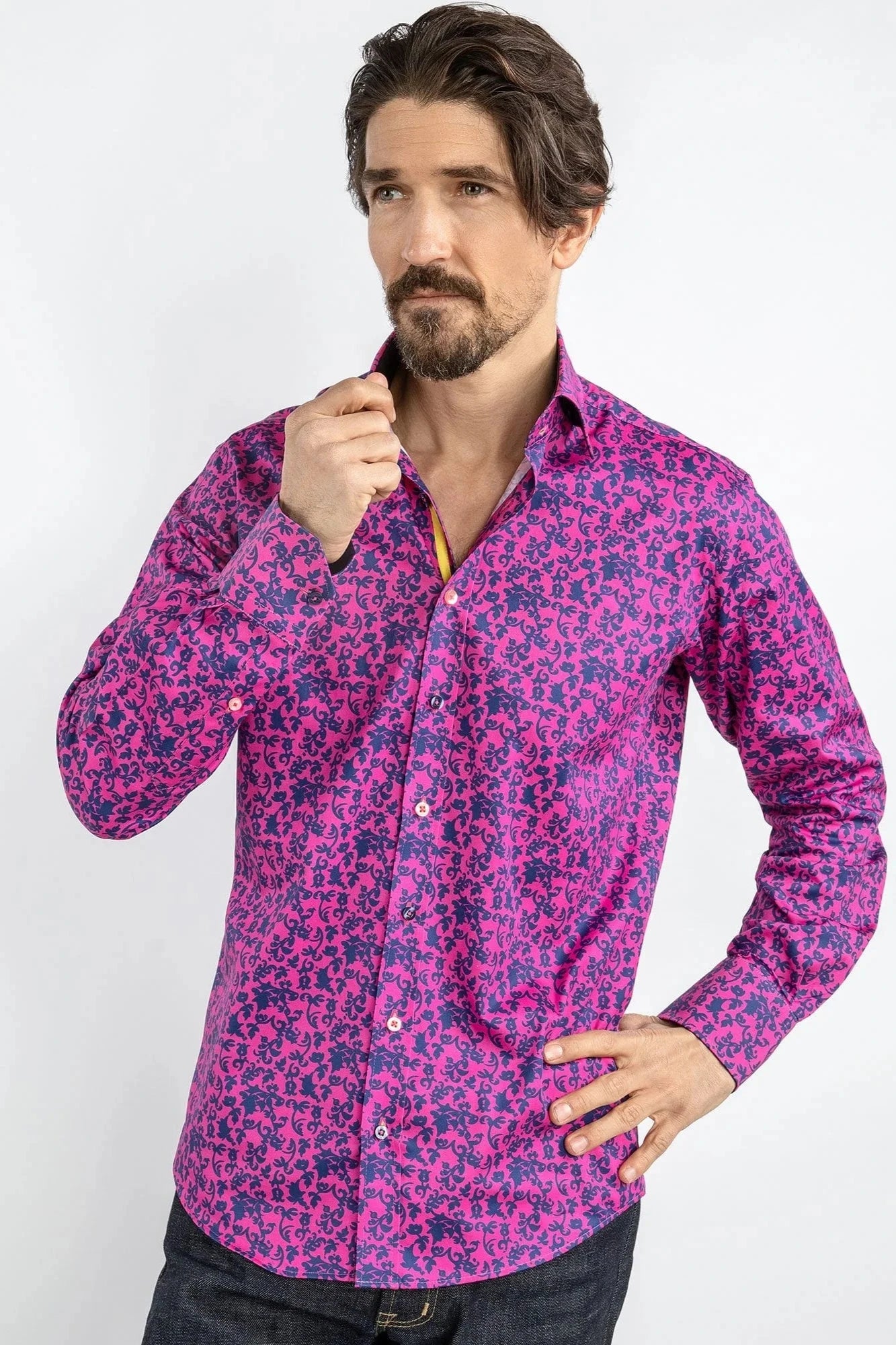 Claudio Lugli Fuchsia Floral Silhoutte Shirt