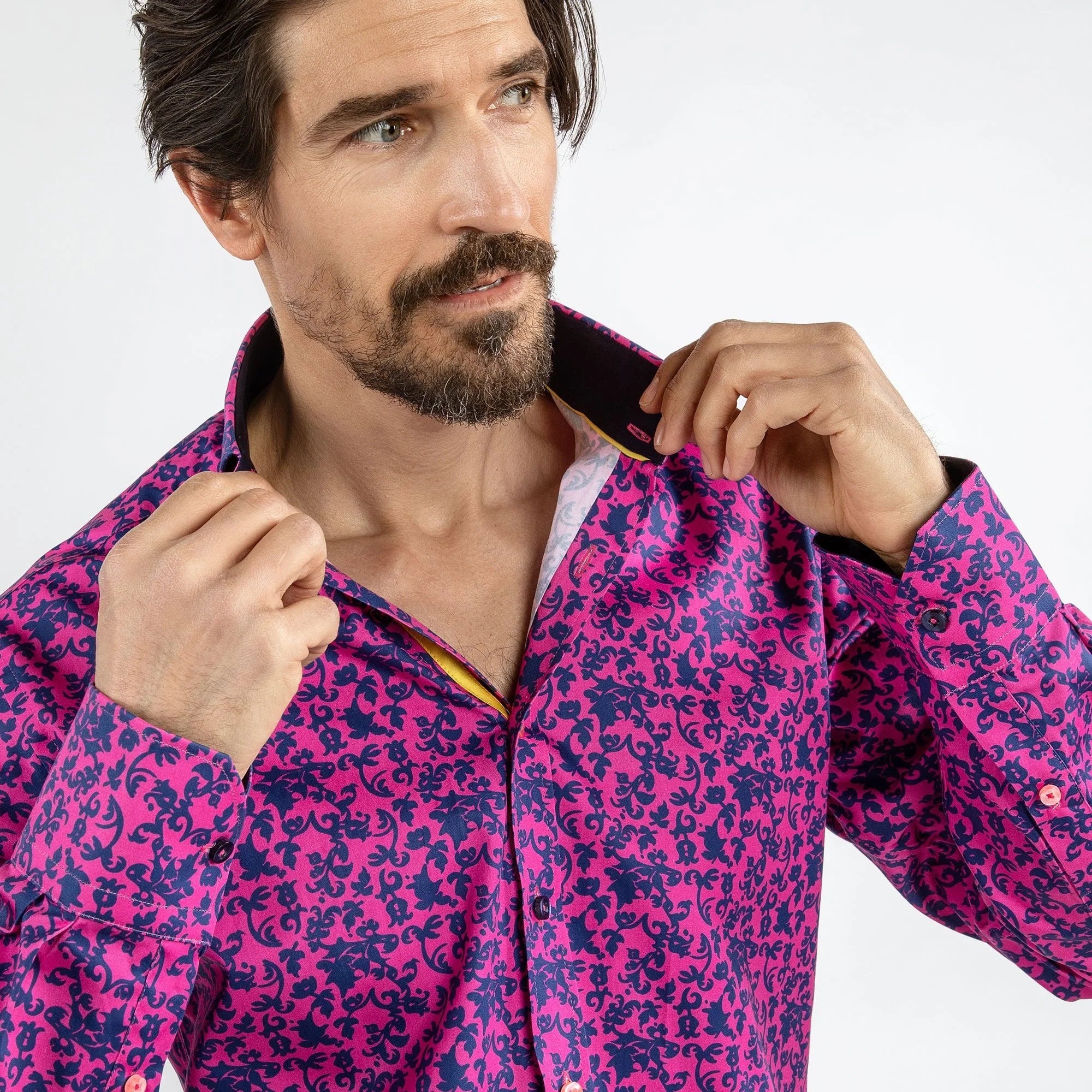 Claudio Lugli Fuchsia Floral Silhoutte Shirt