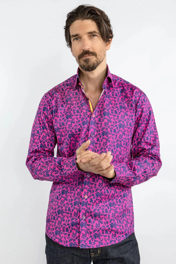 Claudio Lugli Fuchsia Floral Silhoutte Shirt