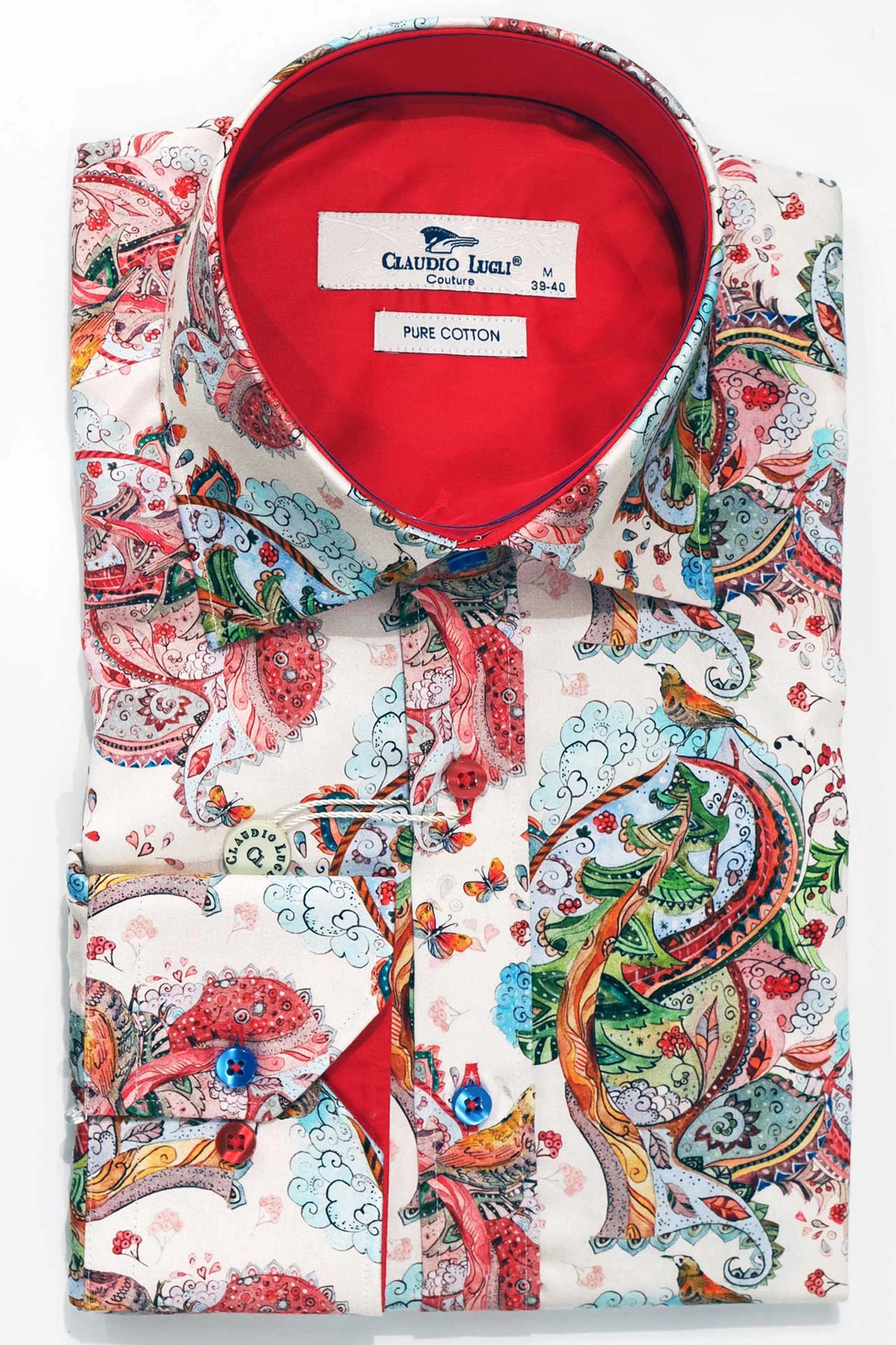 Claudio Lugli Paisley Floral Bird Print Shirt