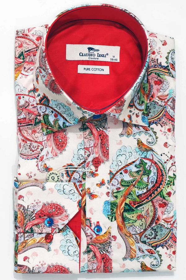 Claudio Lugli Paisley Floral Bird Print Shirt
