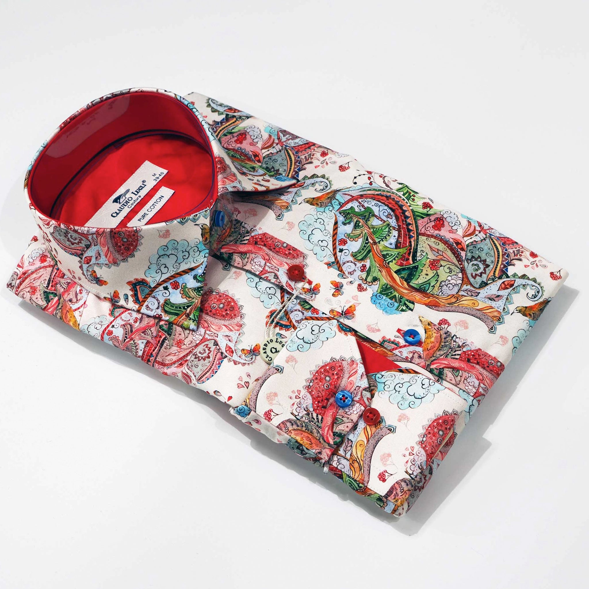 Claudio Lugli Paisley Floral Bird Print Shirt