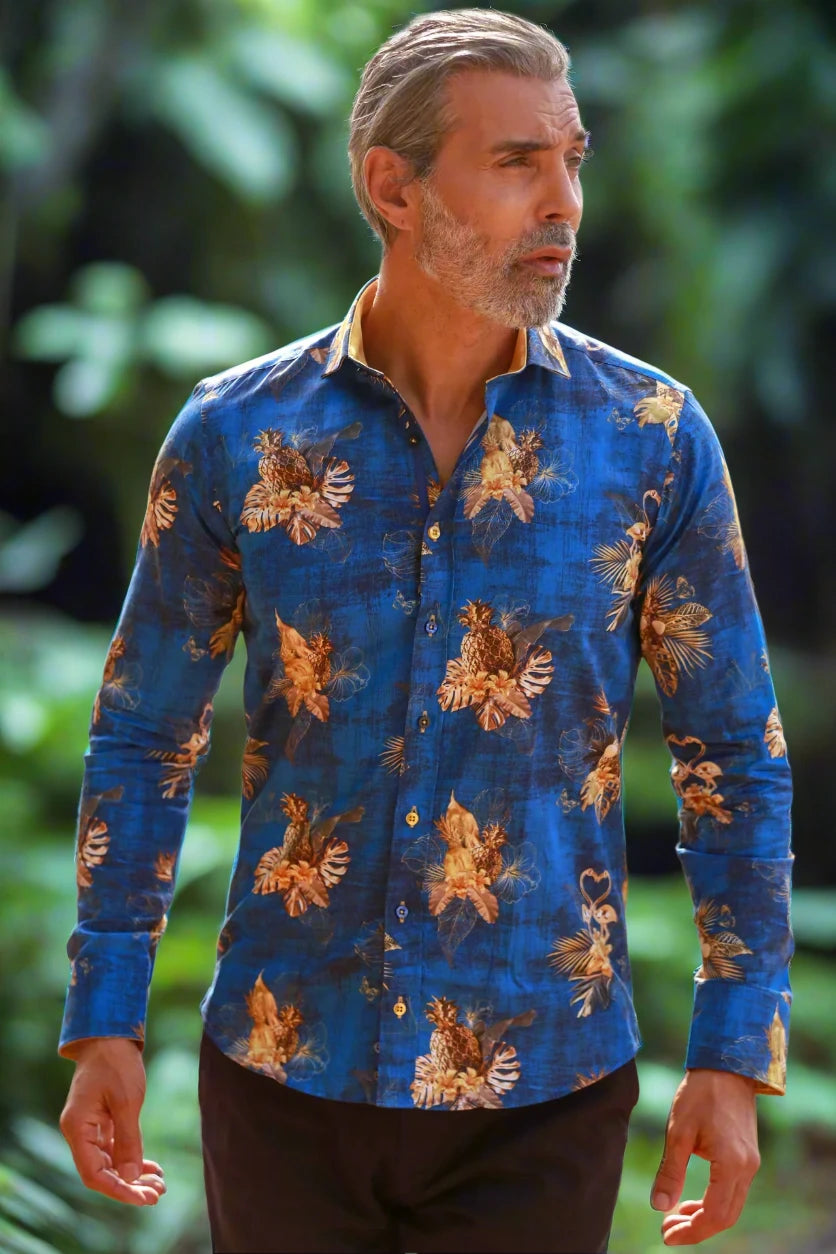 Claudio Lugli Gold Pineapple Print Shirt