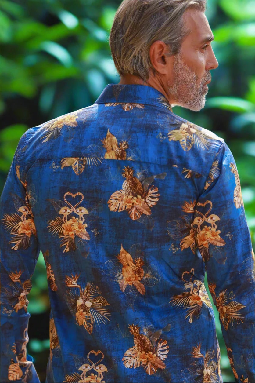 Claudio Lugli Gold Pineapple Print Shirt