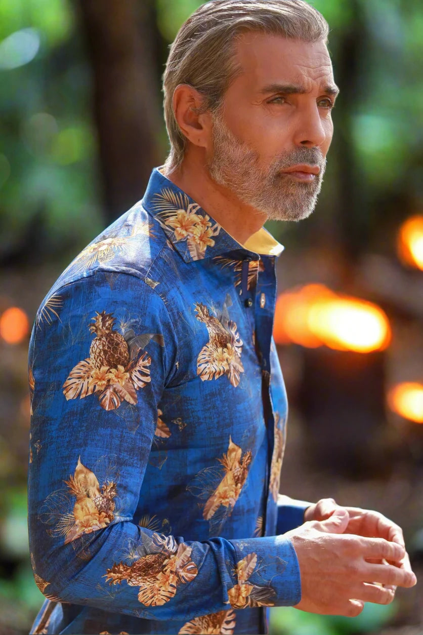 Claudio Lugli Gold Pineapple Print Shirt