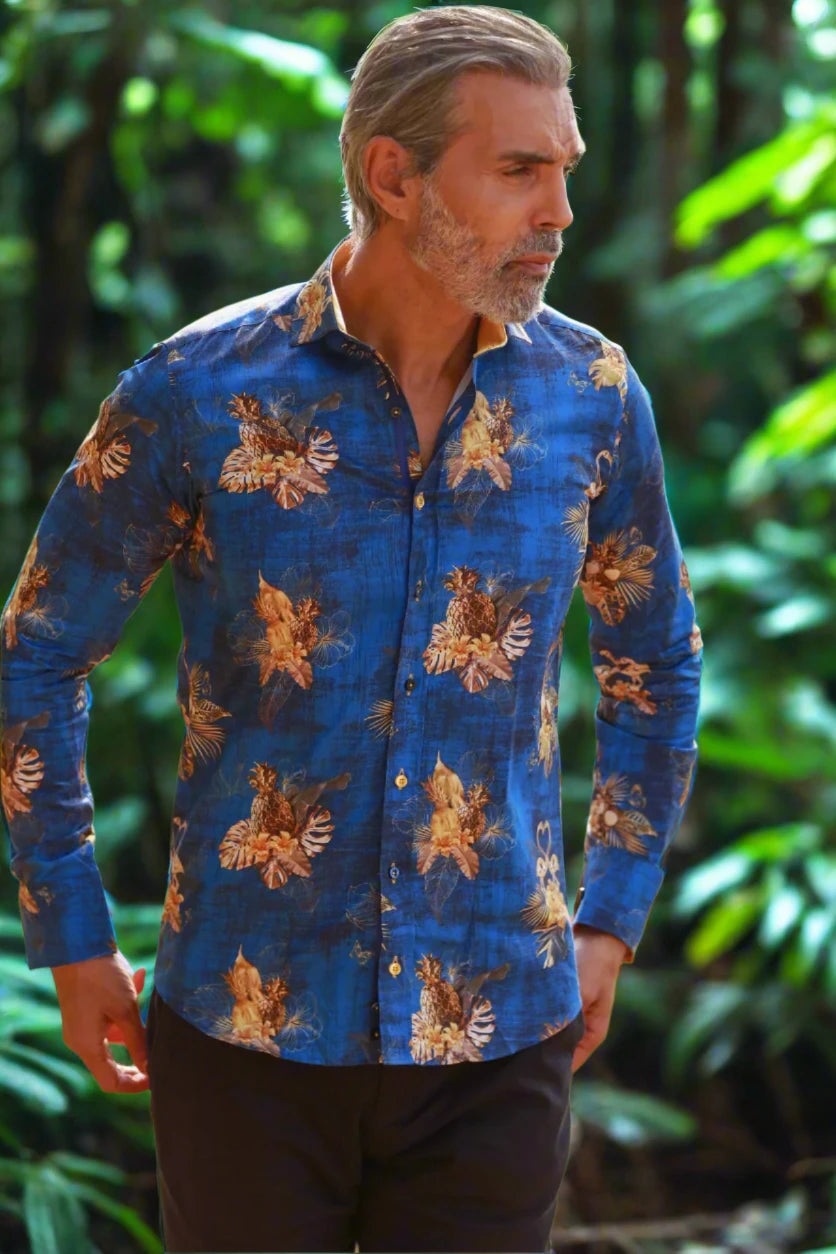 Claudio Lugli Gold Pineapple Print Shirt