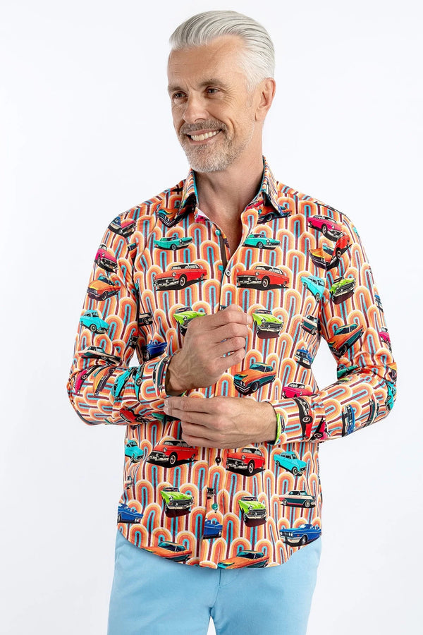 Claudio Lugli Orange Retro Cars Shirt